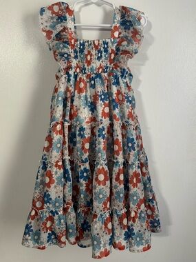 cheeky plum Red & Blue Floral Tiered Sundress